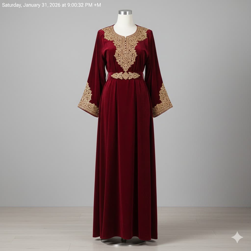 عباية زنجفورية مخمل بتطريز ذهبي