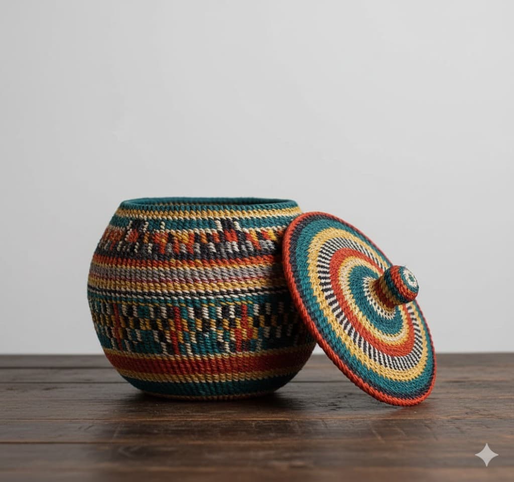 سلة منسوجة بغلاف